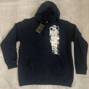 NWT Oakley Men's Size M Navy Blue Regular Fit Full Zip Long Sleeve Fleece Ho